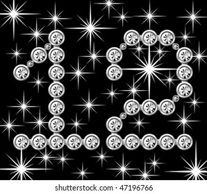 Vektorsilbermetall-Buchstabe mit Diamanten in Rahmen einzeln