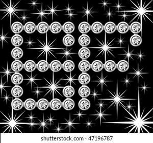 Vektorsilbermetall-Buchstabe mit Diamanten in Rahmen einzeln