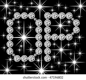 Vektorsilbermetall-Buchstabe mit Diamanten in Rahmen einzeln