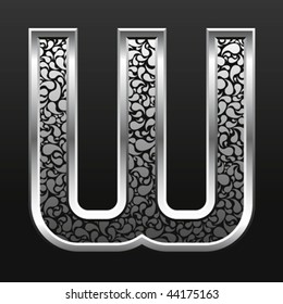 vector silver metallic letter with stripes isolated