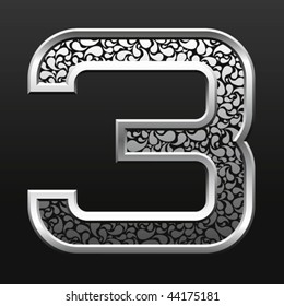 vector silver metallic letter with stripes isolated
