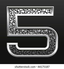 vector silver metallic letter with stripes isolated