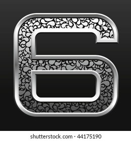 vector silver metallic letter with stripes isolated