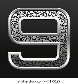vector silver metallic letter with stripes isolated