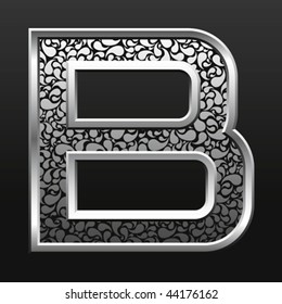 Vektorsilber-Metallbuchstabe mit Streifen einzeln