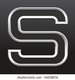 vector silver metallic letter with stripes isolated