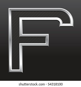 vector silver metallic letter with stripes isolated