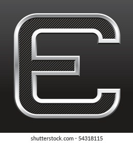 vector silver metallic letter with stripes isolated