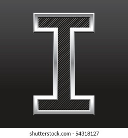 vector silver metallic letter with stripes isolated