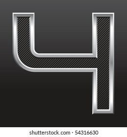 vector silver metallic number with stripes isolated