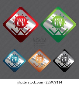 Vector : Silver Metallic Rhombus Anti UV Icon, Label, Banner, Tag or Sticker