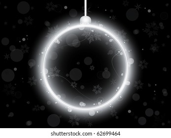 Vector - Silver Neon Christmas Ball on Black Background