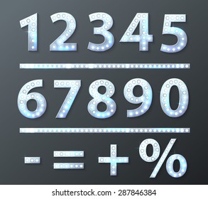 vector silver number with bulb lamps vector