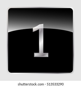 Vector silver number on a glass button. Icon design