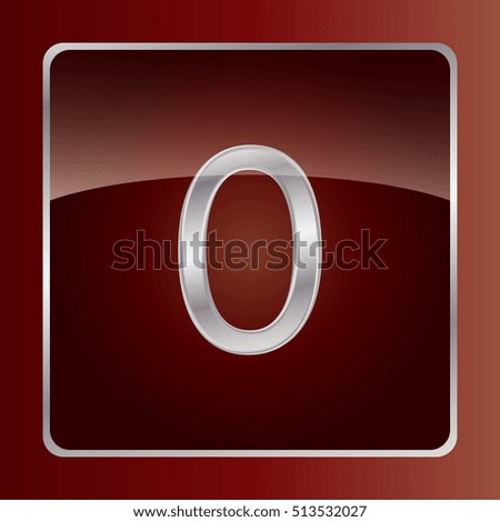 Vector silver number on a glass button. Icon design