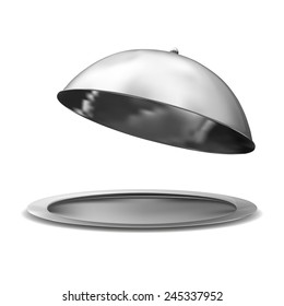 Vector silver opened cloche on white background