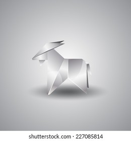 vector silver origami goat
