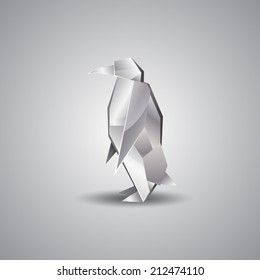 vector silver origami penguin