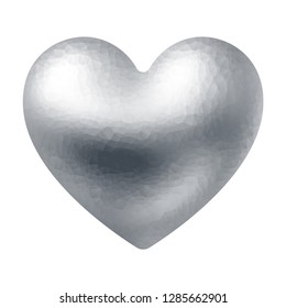 Vector silver polygonal heart isolated on white background. Eps8. RGB. Global colors. One linear gradient used