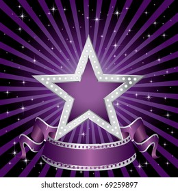 Vector Silver Purple Star On The Starry Night