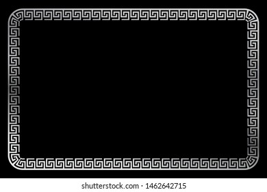 Vector Silver Rectangle Frame for Certificate, Placard Go or other Element Design Related, at Black
