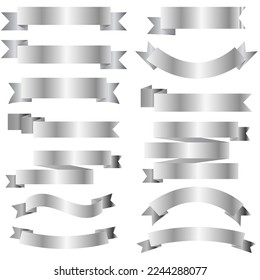 Vector silver ribbon. Bright flags for text and design. Design element for applications, websites and social networks