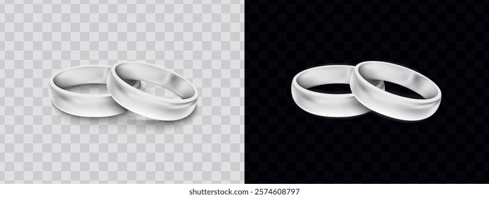 Vector silver ring. Shiny wedding ring. Isolated. Eps10 illustration. Realistic 3d icon design.