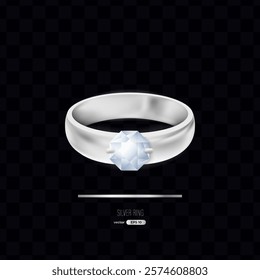 Vector silver ring. Shiny wedding ring. Isolated. Eps10 illustration. Realistic 3d icon design.