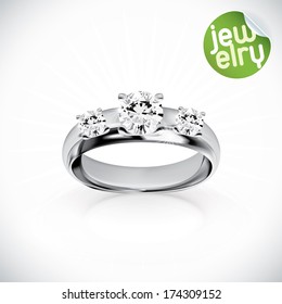 Vector Silver Rings Illustration, Icons, Button, Sign, Symbol, Logo with Sticker for Family, Celebration, Lovers, People