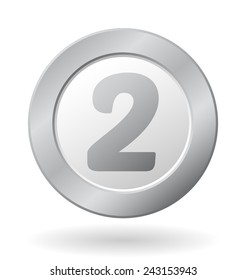 vector silver rounded symbol with second place sign