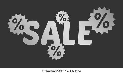 vector silver sale sign with light gray shadow
