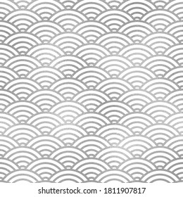 Vector silver seamless pattern. Chinese and Japanese style. Traditional silver oriental. Asian oriental background. China ornament. Elegant design gold foil for prints. Abstract wave. Culture texture