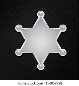 vector silver sheriff or police star badge on black background. vector six-pointed star