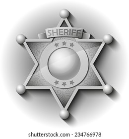 Vector Silver Sheriff Star Badge, Police Star Logo Art