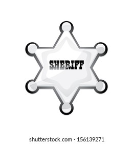 vector silver sheriff star isolated on white background.