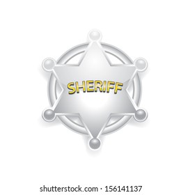 vector silver sheriff star isolated on white background.