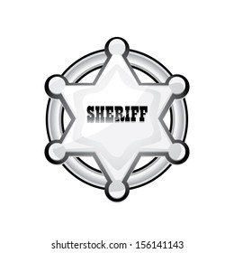 vector silver sheriff star isolated on white background.