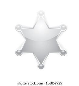 vector silver sheriff star isolated on white background. vector six-pointed star