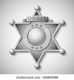 Vector silver Sheriff Star over white background