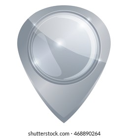 vector silver shiny blank tag on map
