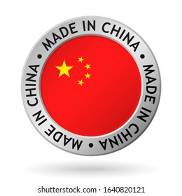 vector silver sign with flag of the china and sign made in china