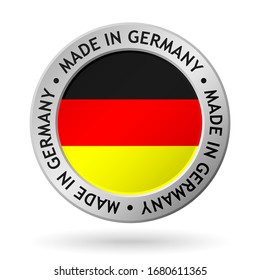 signo de plata vectorial con bandera de Alemania y signo hecho en Alemania