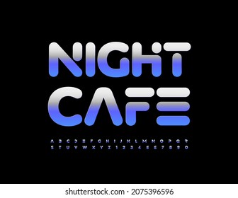 Vector Silver Sign Night with Metallic reflective Font. Modern Alphabet Letters and, Numbers.