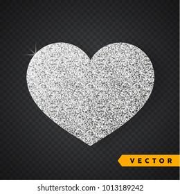Vector Silver sparkles heart. Valentines Day Vector Sparkles and Glitters. Holiday Design.