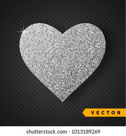 Vector Silver sparkles heart. Valentines Day Vector Sparkles and Glitters. Holiday Design.