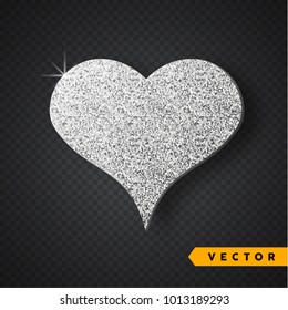Vector Silver sparkles heart. Valentines Day Vector Sparkles and Glitters. Holiday Design.