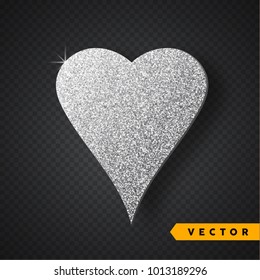 Vector Silver sparkles heart. Valentines Day Vector Sparkles and Glitters. Holiday Design.