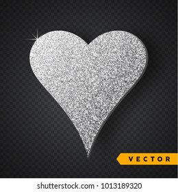 Vector Silver sparkles heart. Valentines Day Vector Sparkles and Glitters. Holiday Design.