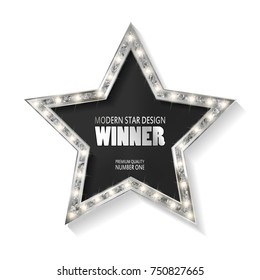 vector silver star on the white background. Vector illustration