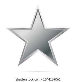 Vector silver star with shadow isolated on the white background.